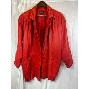 Vintage red leather women’s coat size 16.  Almost perfect preloved condition